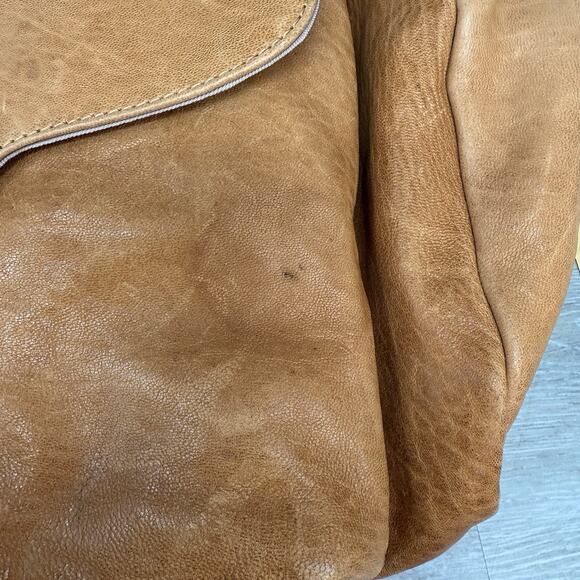 Aleanto Collezioni Italy Camel Leather Satchel Purse Handbag Studded Handle Read - Picture 13 of 15